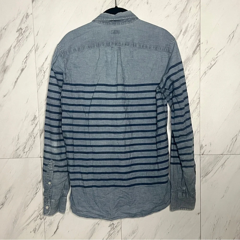 3/$50 J. Crew Stripe Chambray Cotton Denim Slim Button Up Shirt SZ S
